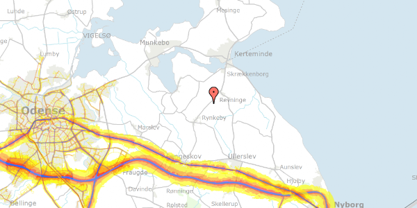 Trafikstøjkort på Rynkebyvej 185, 5350 Rynkeby