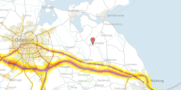 Trafikstøjkort på Skovsbovej 21, 5350 Rynkeby