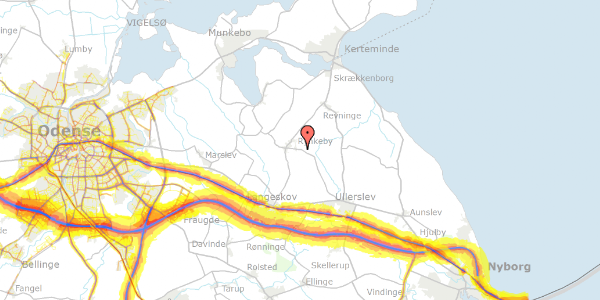 Trafikstøjkort på Skovsbovej 94, 5350 Rynkeby