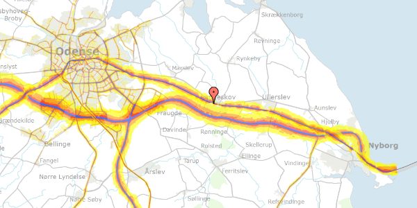 Trafikstøjkort på Grønvangen 123, 5550 Langeskov