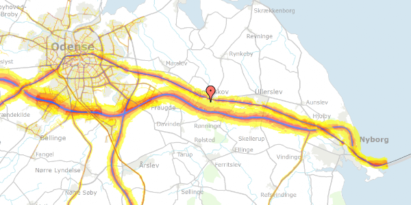 Trafikstøjkort på Gyldenlund 23, 5550 Langeskov