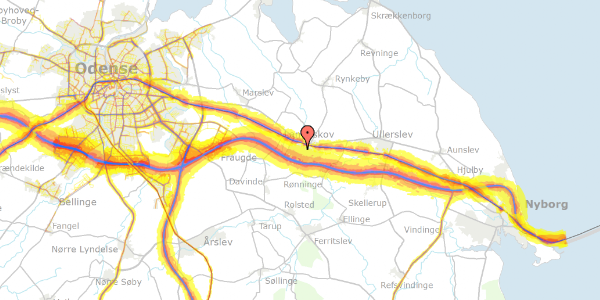 Trafikstøjkort på Gyldenlund 27, 5550 Langeskov