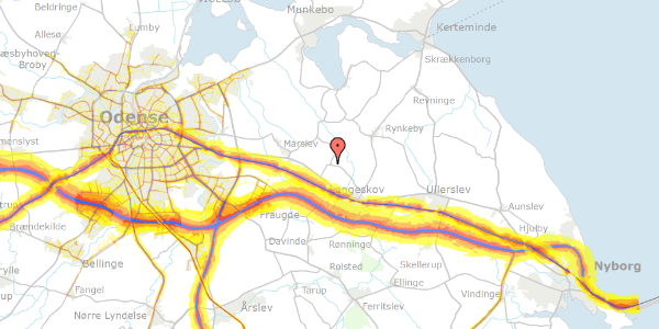 Trafikstøjkort på Hans Tausensgade 42, 5550 Langeskov