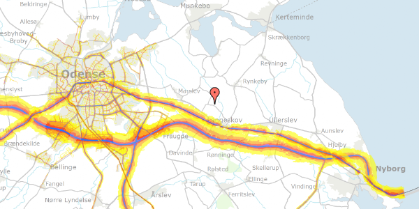 Trafikstøjkort på Hans Tausensgade 48, 5550 Langeskov