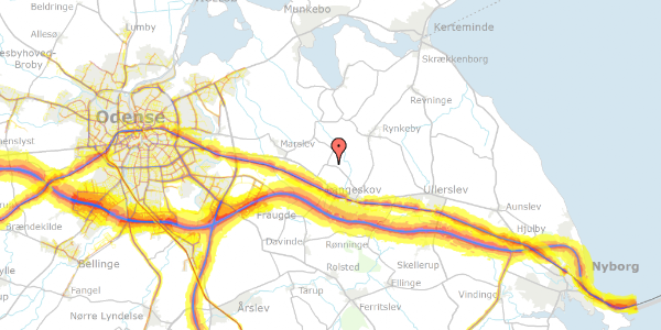 Trafikstøjkort på Hans Tausensgade 52C, 5550 Langeskov