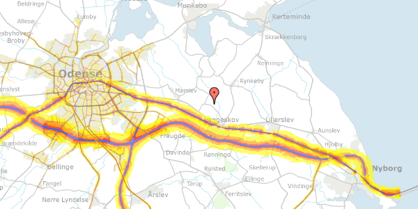 Trafikstøjkort på Hans Tausensgade 68, 5550 Langeskov