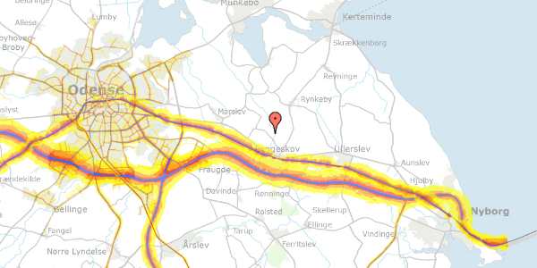 Trafikstøjkort på Hvileholmsvej 39, 5550 Langeskov