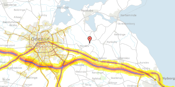 Trafikstøjkort på Kertemindevejen 50, 5290 Marslev