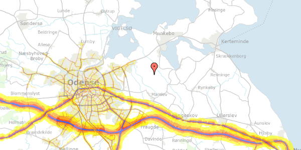 Trafikstøjkort på Sarumgårdsvej 19, 5290 Marslev