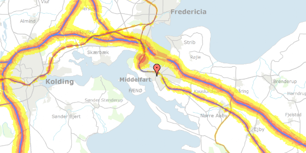 Trafikstøjkort på Astersvej 10, 5500 Middelfart