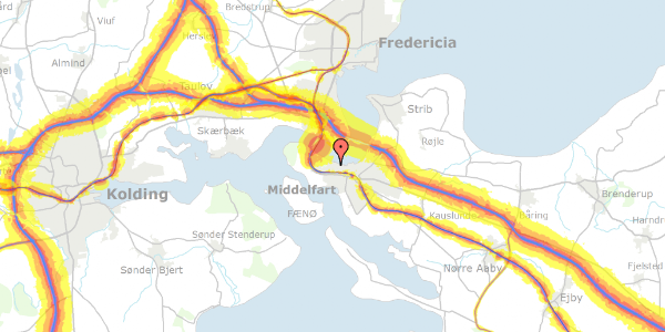 Trafikstøjkort på Birke Alle 19, st. 1, 5500 Middelfart