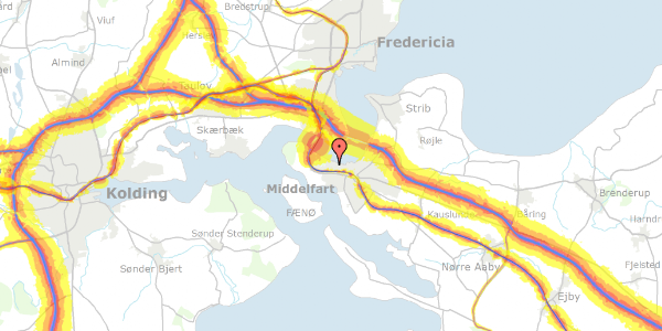 Trafikstøjkort på Birke Alle 21, st. 29, 5500 Middelfart