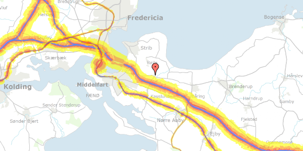 Trafikstøjkort på Bogensevej 80, 5500 Middelfart