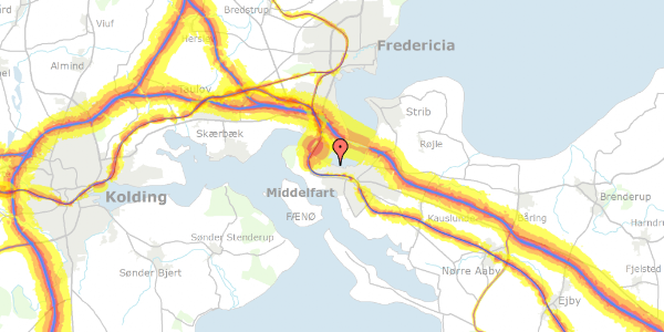 Trafikstøjkort på Buggesgade 8, 5500 Middelfart