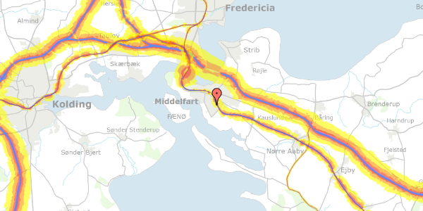 Trafikstøjkort på Fejøvænget 4, 5500 Middelfart