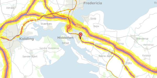 Trafikstøjkort på Fejøvænget 5, 5500 Middelfart