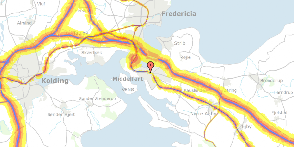 Trafikstøjkort på Finlandsvej 43, 5500 Middelfart