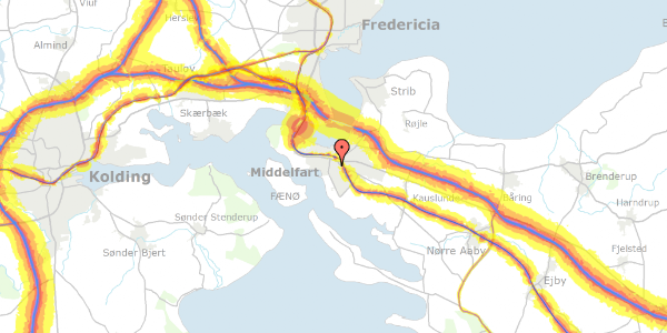 Trafikstøjkort på Færøvej 33, 5500 Middelfart