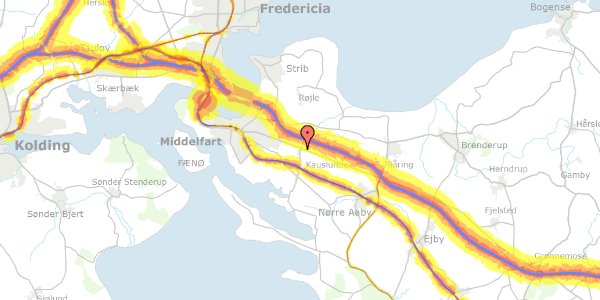 Trafikstøjkort på Kauslundevej 7, 5500 Middelfart