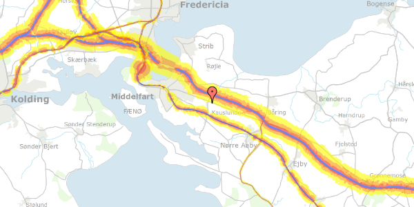 Trafikstøjkort på Kauslundevej 20, 5500 Middelfart