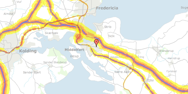 Trafikstøjkort på Kornvej 29, 5500 Middelfart