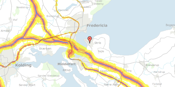 Trafikstøjkort på Kåsvænget 28, 5500 Middelfart