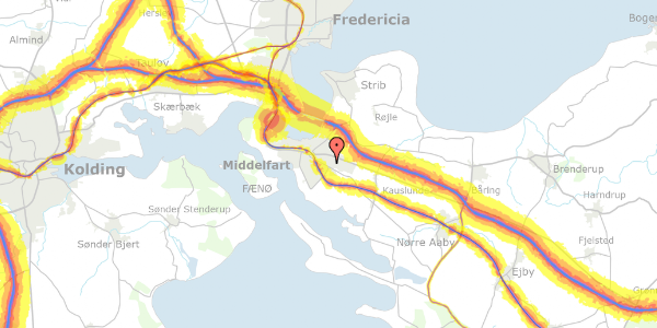 Trafikstøjkort på Risvænget 11, 5500 Middelfart