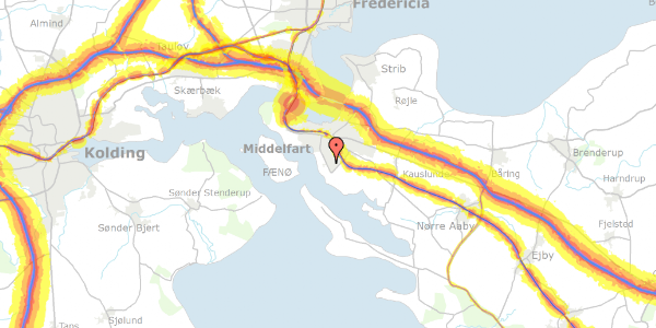 Trafikstøjkort på Sandøvænget 18, 5500 Middelfart