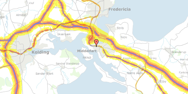 Trafikstøjkort på Skovgården 13, 2. th, 5500 Middelfart