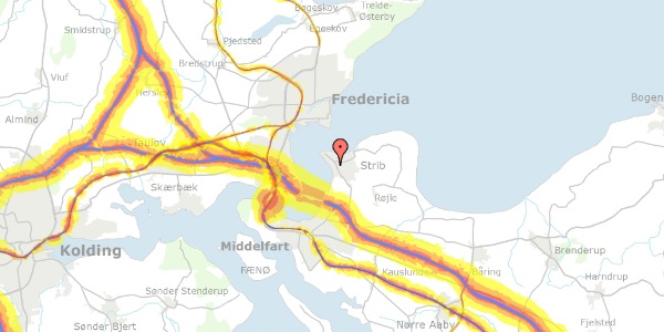 Trafikstøjkort på Strandparken 9, 5500 Middelfart