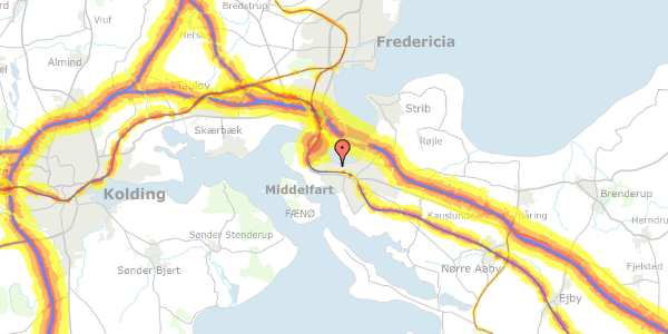 Trafikstøjkort på Søndergade 48, 5500 Middelfart