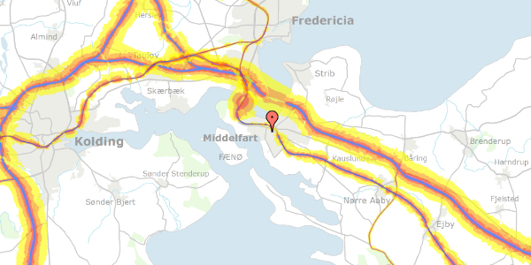 Trafikstøjkort på Østre Hougvej 65, 5500 Middelfart