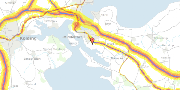 Trafikstøjkort på Østre Hougvej 160, 5500 Middelfart