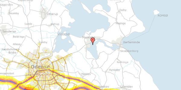 Trafikstøjkort på Strandlysthuse 42, 5330 Munkebo