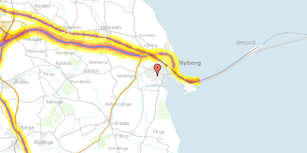 Trafikstøjkort på Bavnehøjalle 31, 5800 Nyborg