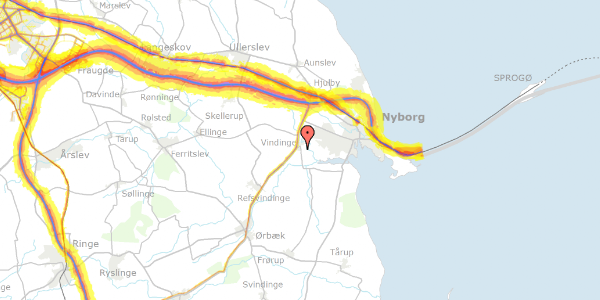 Trafikstøjkort på Bellisvænget 8, 5800 Nyborg