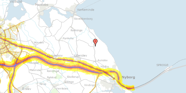 Trafikstøjkort på Bygaden 16, 5800 Nyborg