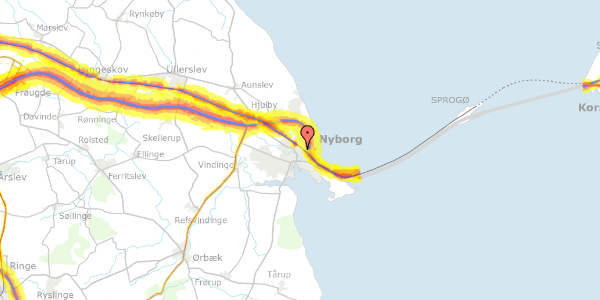 Trafikstøjkort på Christianslundsvej 44, 5800 Nyborg