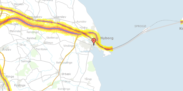 Trafikstøjkort på Dyrehavevej 21, st. , 5800 Nyborg