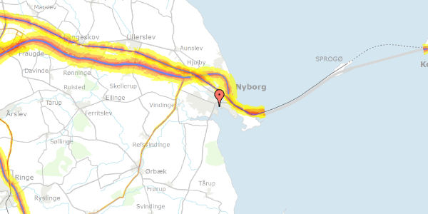 Trafikstøjkort på Dyrehavevej 34, 5800 Nyborg