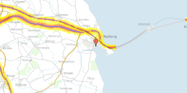 Trafikstøjkort på Dyrehavevej 65, 5800 Nyborg