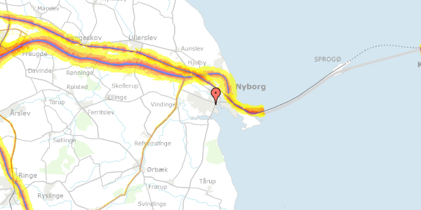 Trafikstøjkort på Egevej 39, 5800 Nyborg