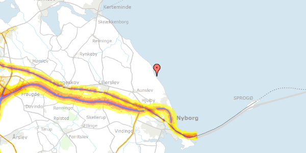 Trafikstøjkort på Falkevej 1, 5800 Nyborg