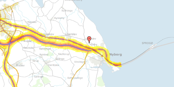 Trafikstøjkort på Fasanvej 3, 5800 Nyborg