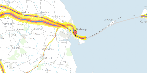 Trafikstøjkort på Fjordvej 33, 5800 Nyborg