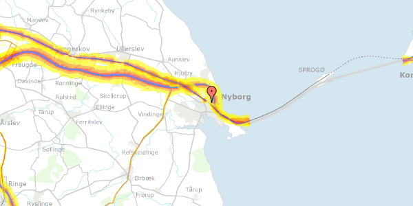 Trafikstøjkort på F.E. Cronesvej 14, 2. 12, 5800 Nyborg