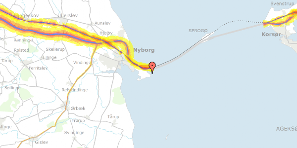 Trafikstøjkort på Fyrvej 1A, . 1, 5800 Nyborg