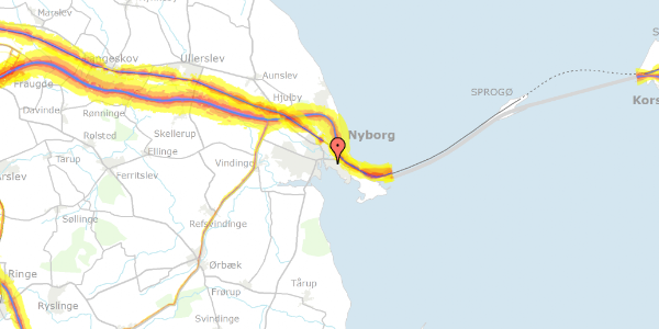 Trafikstøjkort på Færgevej 1, 1. mf, 5800 Nyborg