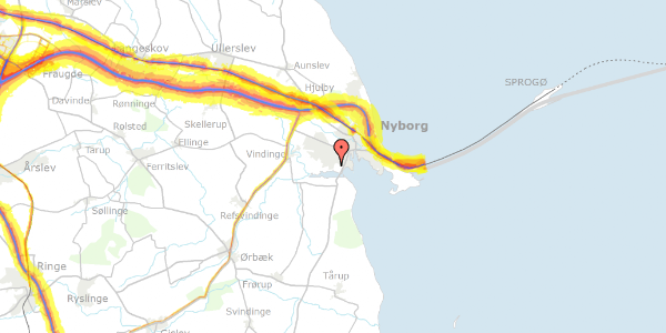 Trafikstøjkort på Gl. Vindingevej 3, 5800 Nyborg