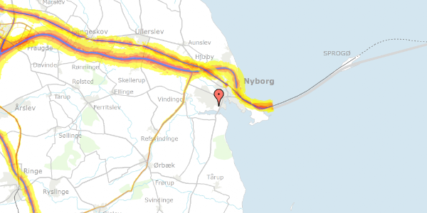 Trafikstøjkort på Gl. Vindingevej 118, 5800 Nyborg